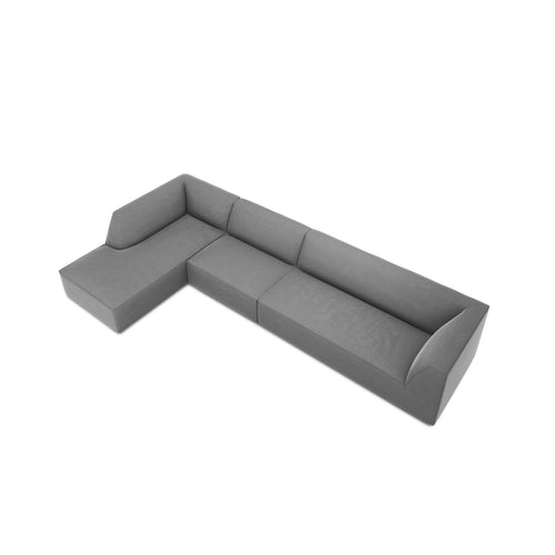 Cosmopolitan Design - Modulaire hoekbank links Siena 5-zits, flueel grijs - 180x366x69cm