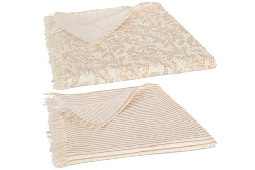 J-Line tafelkleed Indi - textiel - taupe - 2 stuks