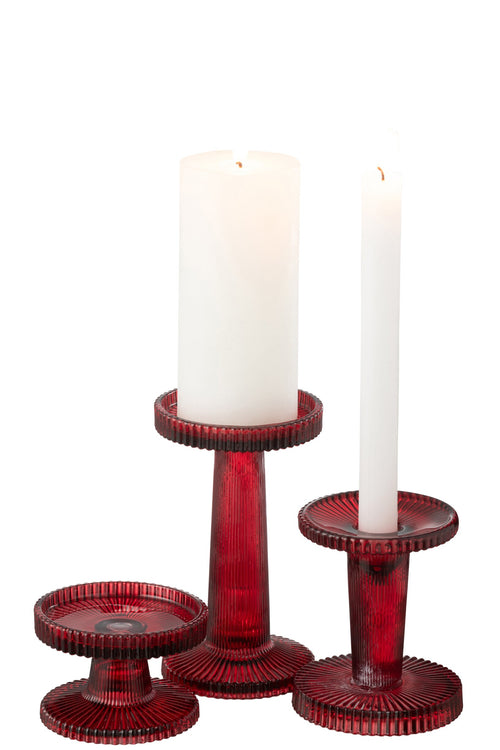 J-Line kaarshouder Nelly - glas - rood - 3 stuks