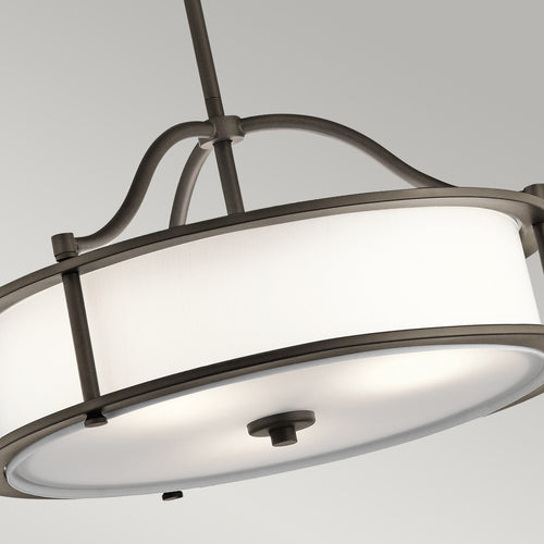 Elstead Emory - Semi-Flush Round Plafond Hanglamp Pewter, 3 Lichten, E27