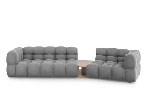 Cosmopolitan Design Rechte modulaire bank Sky 3-zits, flueel, lichtgrijs - 148x353x70cm
