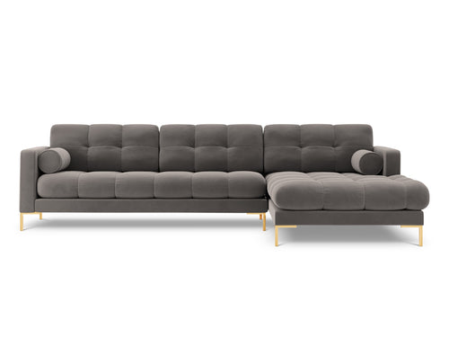 Cosmopolitan Design rechter hoekbank Bali 5-zits, flueel, lichtgrijs - 185x293x75cm