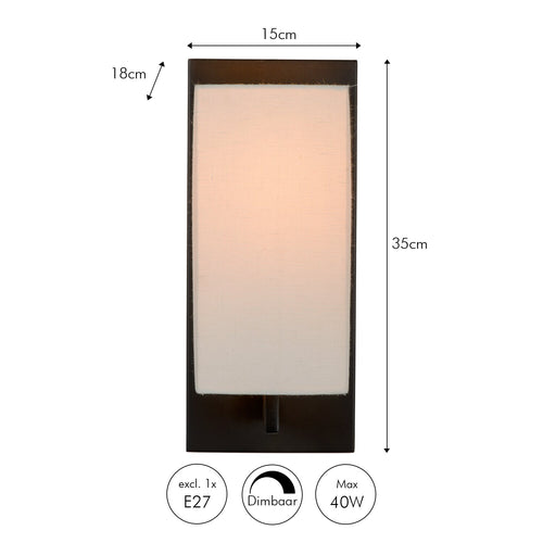 Atmooz wandlamp Tommaso - wit - 15 x 18 x H 35 cm - E27