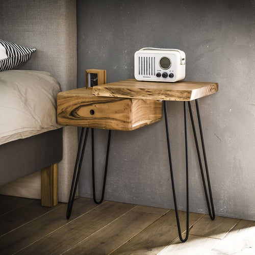 Giga Meubel Nachtkastje Edge Rechts - Naturel Hout - 60x32x59cm