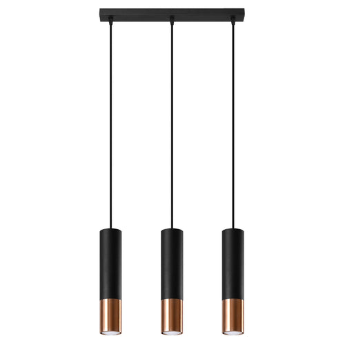 Sollux Lighting Hanglamp LOOPEZ 3L zwart/koper - 45x6x90cm