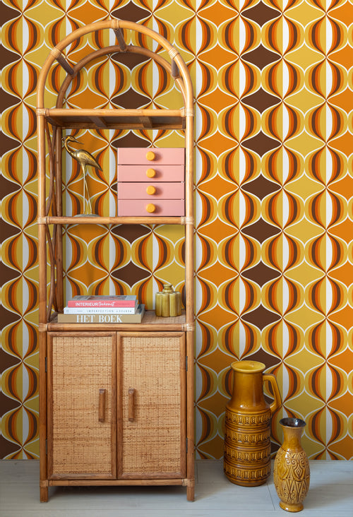 Sanders & Sanders behang retro ornamenten geel, bruin en oranje - 53 cm x 10.05 m - 935269 - vtwonen shop