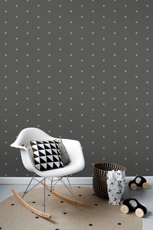 ESTAhome behang grafisch motief vergrijsd zwart - 53 cm x 10.05 m - 139070