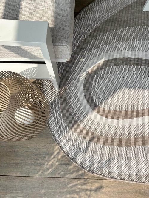 Interieur05 Organisch gevormd buitenkleed Loop Stone Linnen - 240 x 340 cm