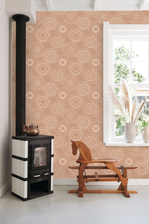ESTAhome behang bloemen terracotta - 50 x 900 cm - 139824