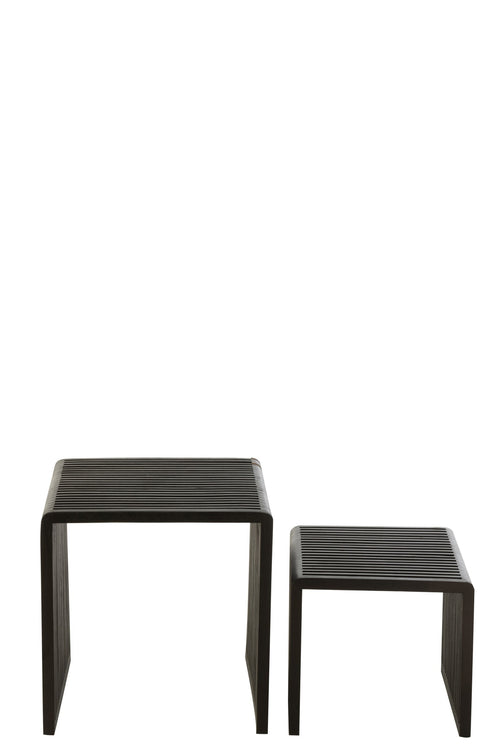J-Line bijzettafel Kubus - hout - zwart - set van 2
