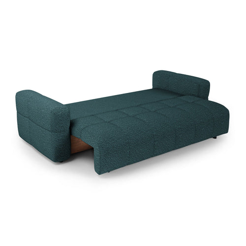 Premium Interiors - Slaapbank met opbergruimte VIBE - bouclé-stof eendblauw 247cm