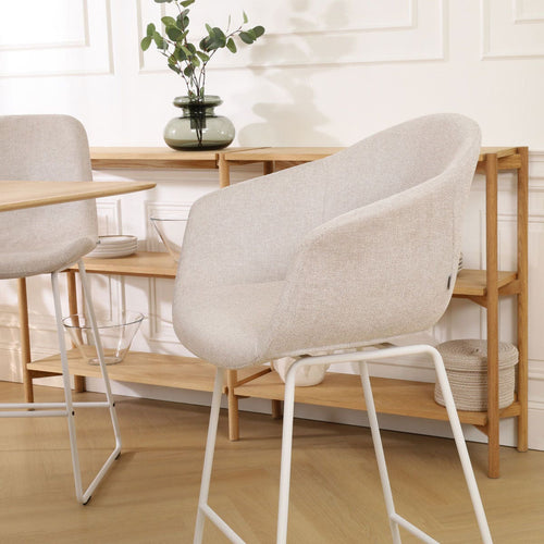 Nolon Nino-Otis Barkruk Beige - met Armleuning - Wit - 65 cm - vtwonen shop