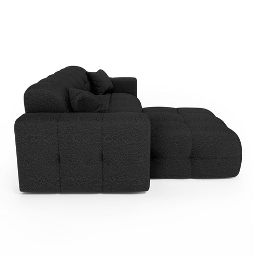 Premium Interiors - Hoekbank links COCOON - bouclé-stof donker antraciet 230cm