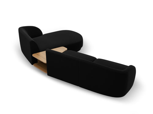 Micadoni Rechte modulaire bank Miley 3-zits, flueel, zwart - 178x303x70cm