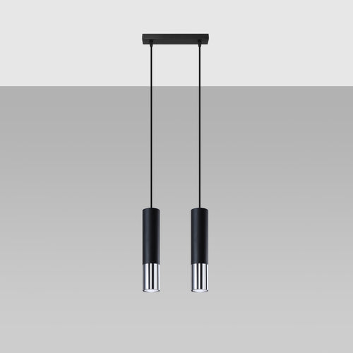 Sollux Lighting Hanglamp LOOPEZ 2 zwart/chroom - 30x6x90cm