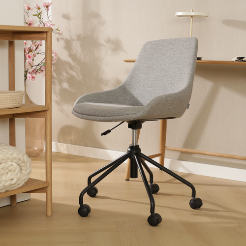 Nolon Nout-Isa Bureaustoel Warm Grijs - Stof - Zwart Onderstel - vtwonen shop