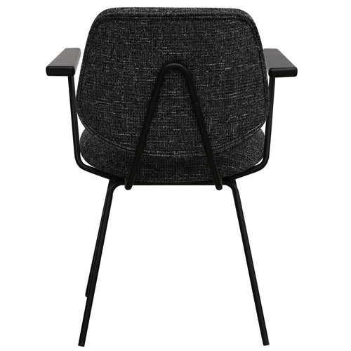 Furnhouse eetkamerstoelen armleuning Sofia - Zwart - Stof (Bouclé) - Set van 6