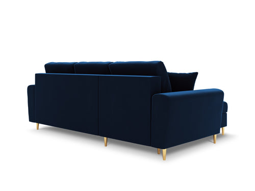 Cosmopolitan Design Omkeerbare converteerbare hoekbank met opbergdoos Kyoto 4-zits, flueel koningsblauw - 145x241x88cm