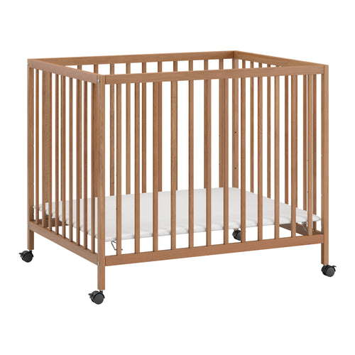 Petite Amélie Baby box Nois – 95x75 cm – Walnoot – 4 wielen met rem – In 3 hoogtes verstelbaar - vtwonen shop