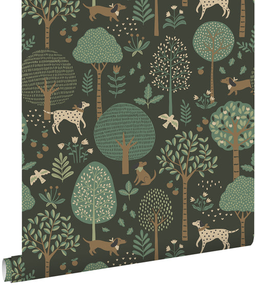 ESTAhome behang honden donkergroen - 50 x 900 cm - 139713 - vtwonen shop