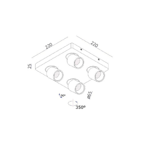 Artdelight spot Laguna - 4 lichts - 22  x 9.5   cm - wit