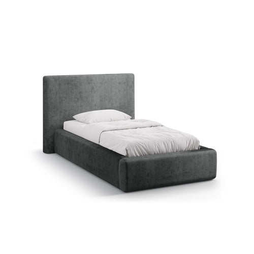 Cosmopolitan Design - Opbergbed met hoofdeinde Asti 90x200cm chenille donkergrijs - 220x130x95cm