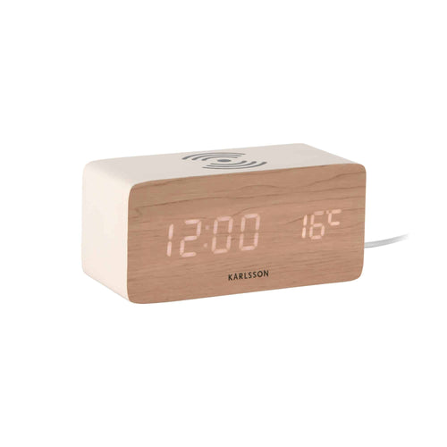 Karlsson wekker Block - wit - 7.4x15x7.1cm - Vaderdag - Vaderdagcadeau - Vaderdag cadeautje voor hem