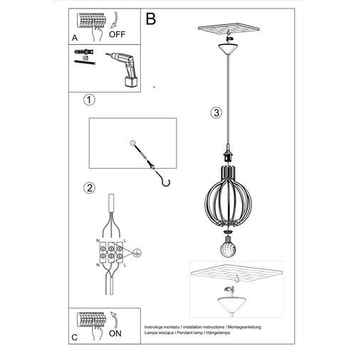 Sollux Lighting Hanglamp ARANCIA natuurlijk hout - 28x17x100cm