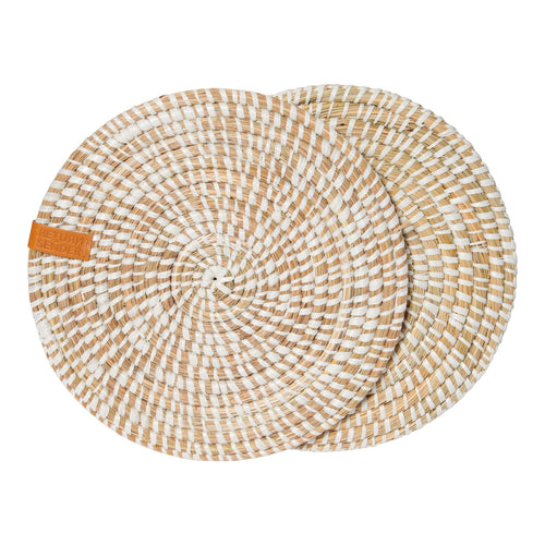 Return to Sender Placemats Ø 31 cm wit en naturel kaisagras - set van 2 - vtwonen shop