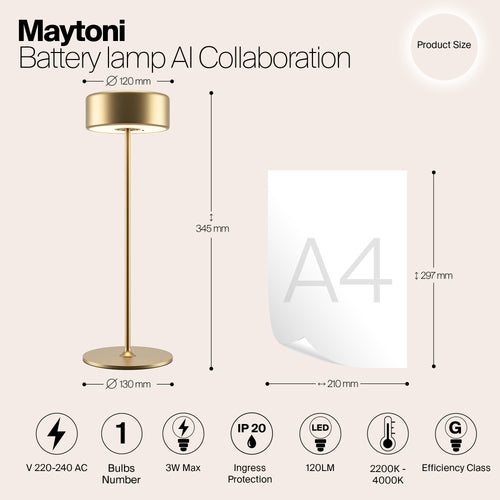 Maytoni - Batterijlamp AI Collaboration - Goud - Ø12