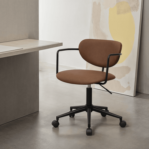Furnhouse bureaustoel Lido - Donkerbruin - Kunstleer - 57x54x71
