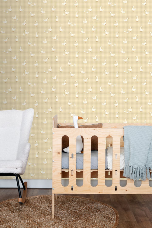 ESTAhome behang schattige ganzen geel - 50 x 900 cm - 132190