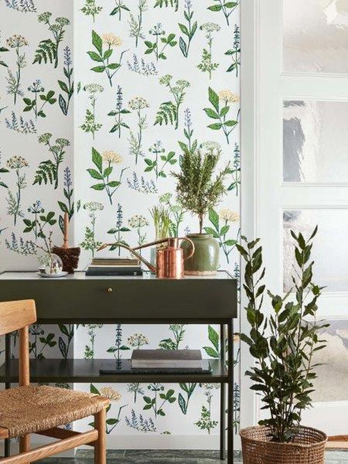 Borastapeter behang veldbloemen groen - 53 cm x 10.05 m - 660718