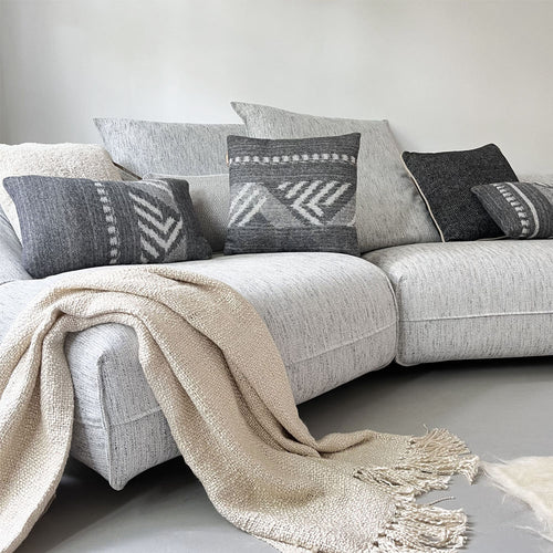 Malagoon kussen Mochica decostripe - anthraciet - 45x45cm