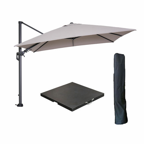 Garden Impressions zweefparasol Hawaii zand kleur doek 3x3 m incl 90 kg voet en hoes