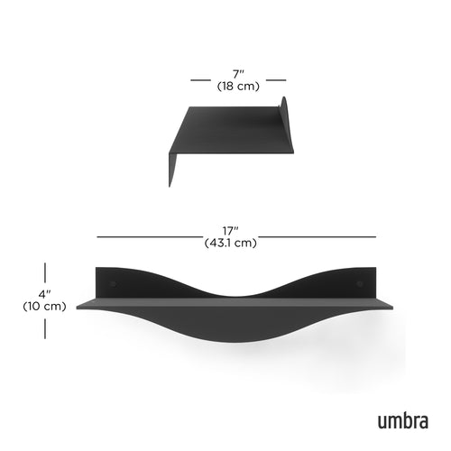 Umbra wandplanken, set van 2, Surf - 30 x 46 x 8 cm - Zwart