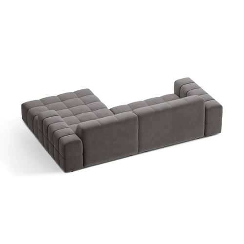 Cosmopolitan Design - Rechter hoekbank Chicago 3-zits, flueel lichtgrijs - 167x234x78cm