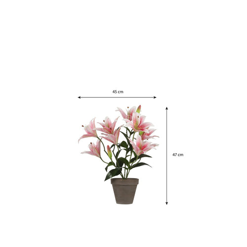 Mica Decorations Tijgerlelie Kunstplant in Bloempot Stan - H47 x Ø45 cm - Roze