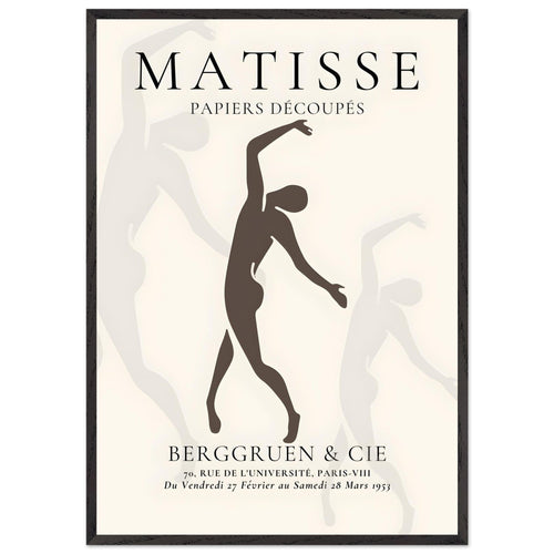 Artfulprints Poster met Lijst Matisse – Dancing silhouettes   - 70x100 cm - Grijs