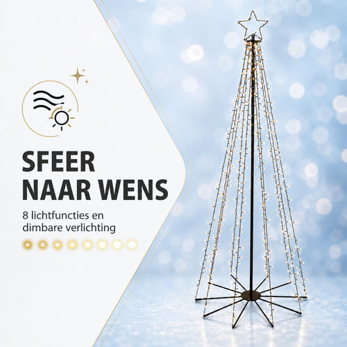 Luca Lighting Kerstboom met Verlichting - Kerstversiering met 560 LED's en Afstandsbediening - Kerstboom met LED en Timer- en Dimfunctie - H185 x D75
