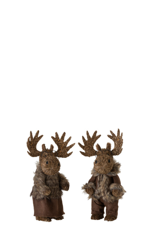 J-Line figuur Eland Staand - textiel - bruin - small - 2 stuks