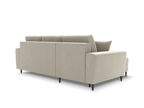 Cosmopolitan Design Omkeerbare converteerbare hoekbank met opbergdoos Kyoto 4-zits, flueel lichtbeige - 145x241x88cm
