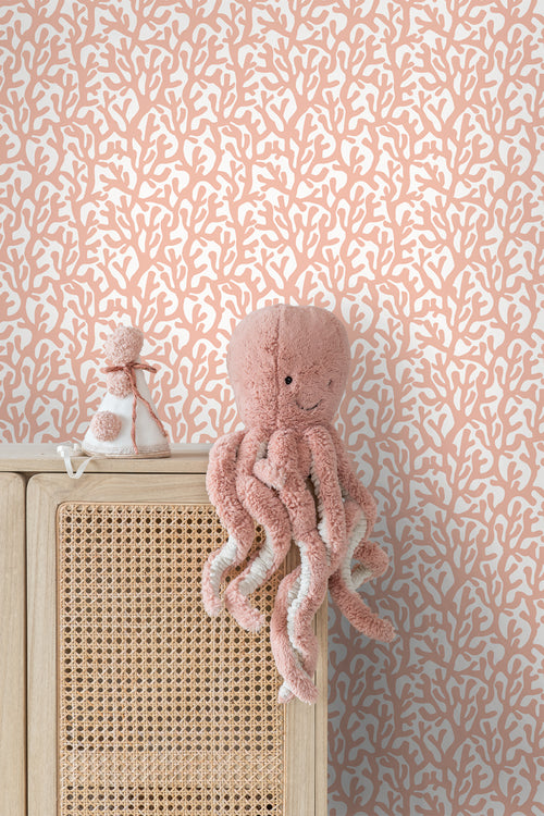 ESTAhome behang koraal terracotta roze en wit - 50 x 900 cm - 131010 - vtwonen shop