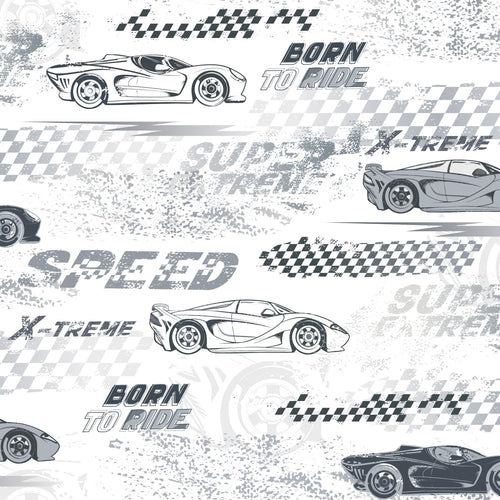 Sanders & Sanders behang race auto's zwart wit - 50 x 900 cm - 935360