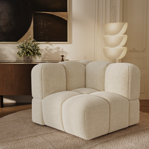 Sia Home - Omkeerbare hoekmodule NUBI - Fluweel met structuur - Crème - 89cm