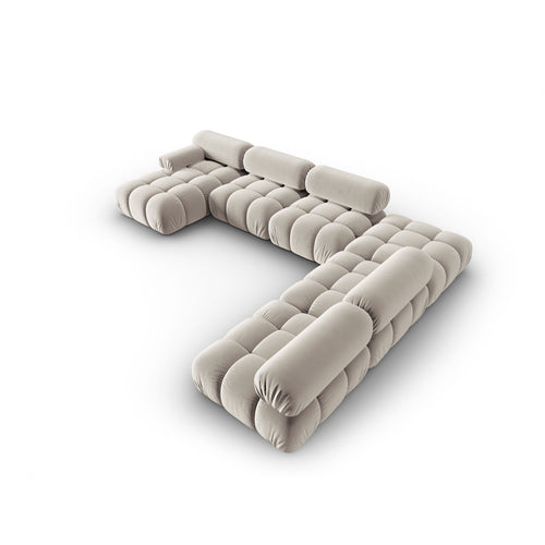 Cosmopolitan Design - Modulaire panoramische hoekbank rechts Cortina 7-zits, flueel donkerbeige - 282x376x70cm