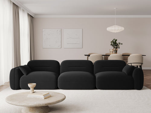 Cosmopolitan Design Modulaire bank Sydney 4-zits, flueel, zwart - 90x320x70cm
