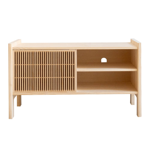 Naan Furniture TV-meubel Mendia vinyl - Massief natuurlijk hout - ongelakt - 102.2 cm - vtwonen shop