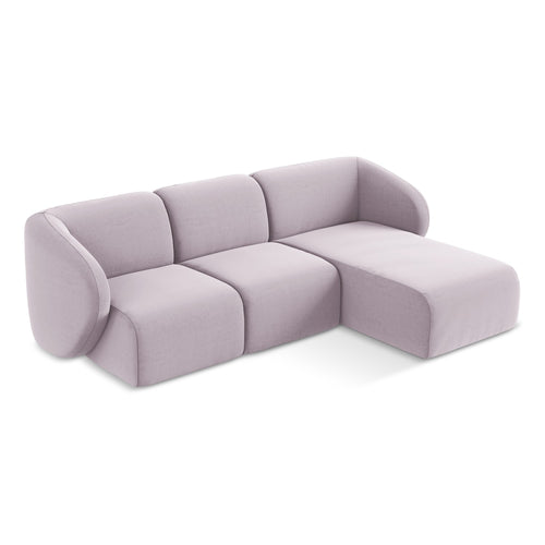 LaMiaSofa hoekbank rechts Cervo - velours - lavendel - 248x166x79