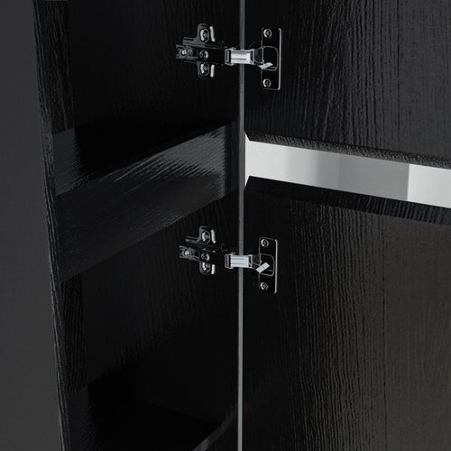 LOMAZOO badmeubelset Avalon - met hoge kast & zwarte wastafel - zwart eiken - 60 cm
